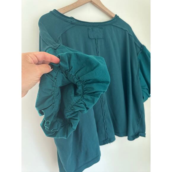 We The Free Blossom Tee 100% Cotton Puff Sleeve Top - Medium - Picture 7 of 8